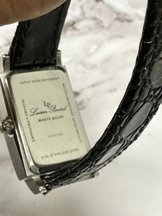 Lucien Piccard Tank Watch Women Mother of Pearl Dial Patent Leather Band 9\